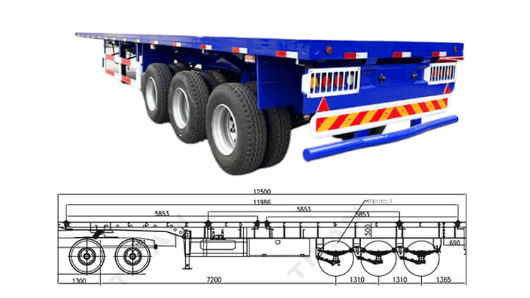 2 3 4 Axle 20ft 40ft Flatbed Container Semi Trailer for Sale in Rwanda