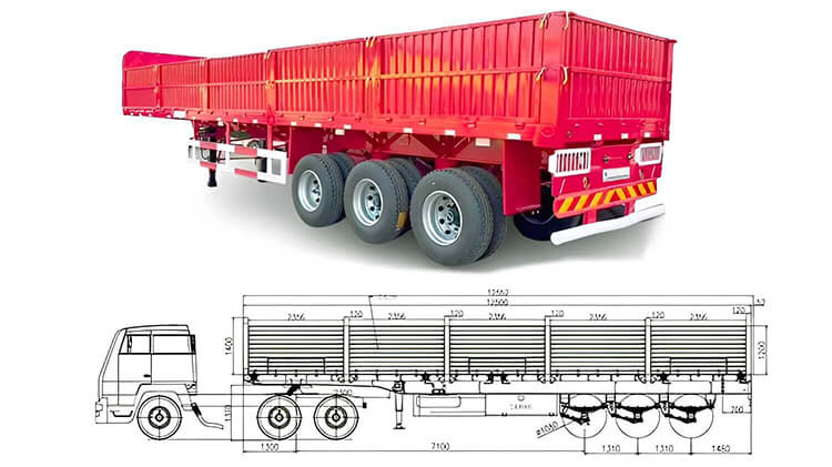 3 Axle 60ton Dropside Trailers for Sale in Kigali Rwanda