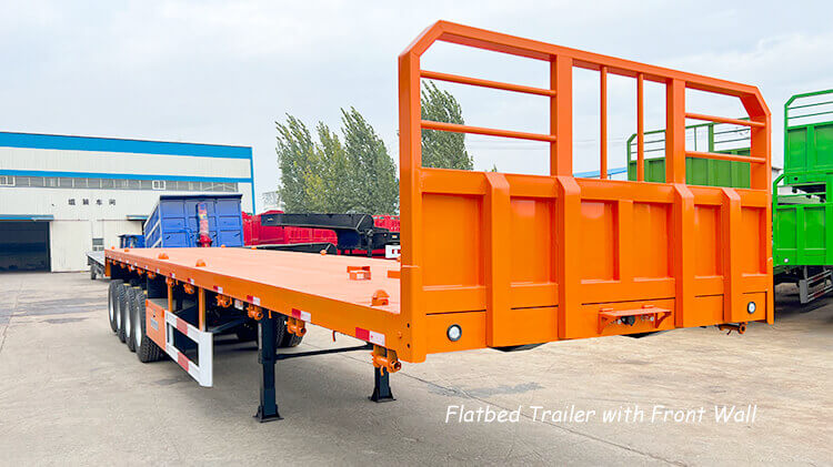 4 Axle Flatbed Container Trailer with Front Wall for Sale in Rwanda