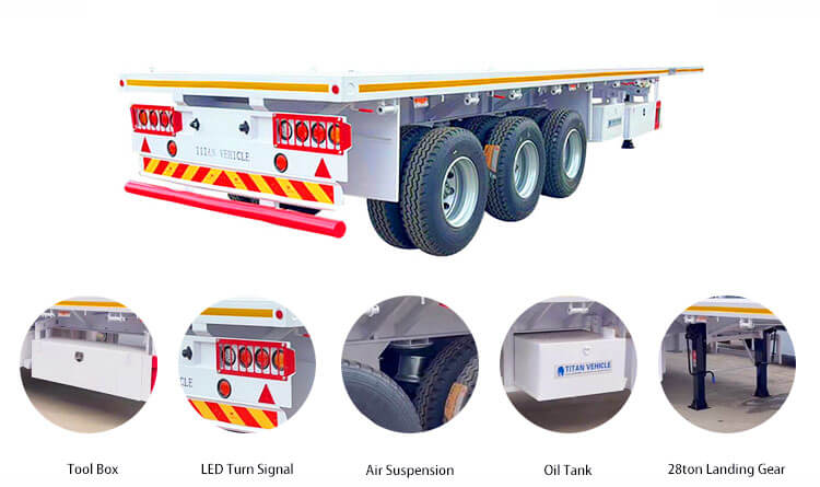 3 Axle Flatbed Semi Trailer | Flat Bed Semi Trailer for Sale in Rwanda