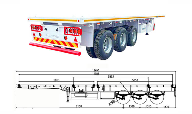 3 Axle Flatbed Semi Trailer | Flat Bed Semi Trailer for Sale in Rwanda