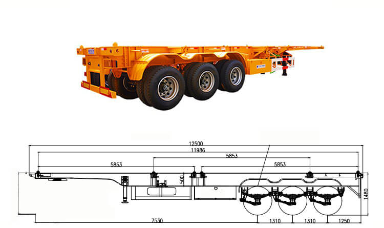 40 Ft Skeletal Semi Trailer | 3 Axle Skeletal Trailer for Sale in Rwanda