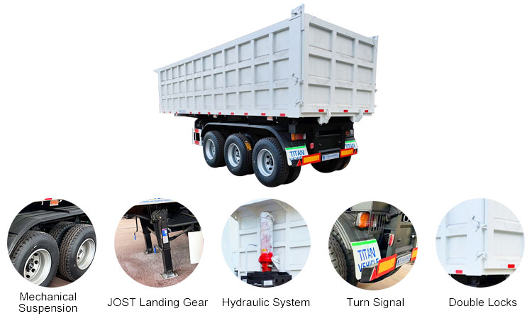 3 Axle Dump Semi Trailer | End Dump Trailers for Sale in Kigali Rwanda