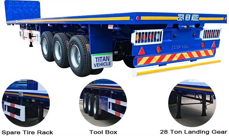 3 Axle 40 Ft Flatbed Truck Trailer for Sale in Rwanda