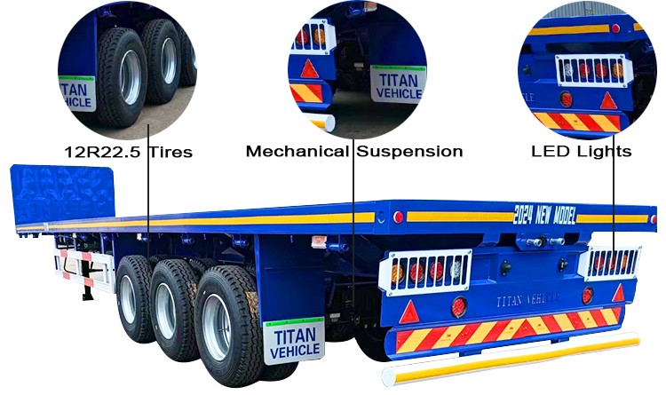 3 Axle 40 Ft Flatbed Truck Trailer for Sale in Rwanda