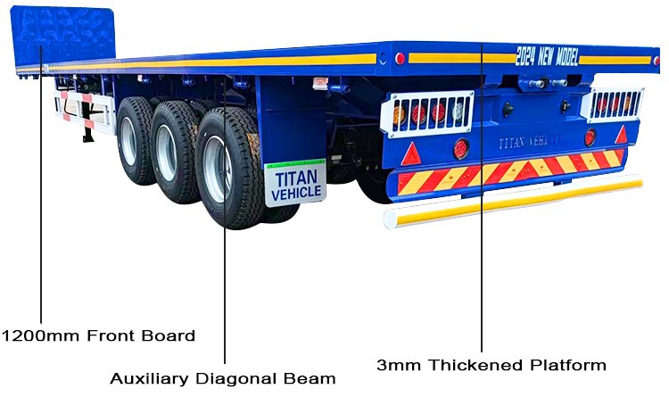 3 Axle 40 Ft Flatbed Truck Trailer for Sale in Rwanda