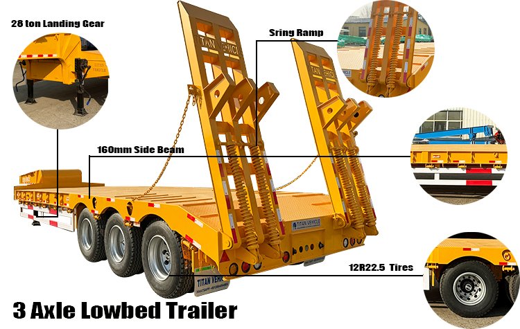 3 Axle 60 Ton Semi Lowbed Trailer for Sale in Rwanda