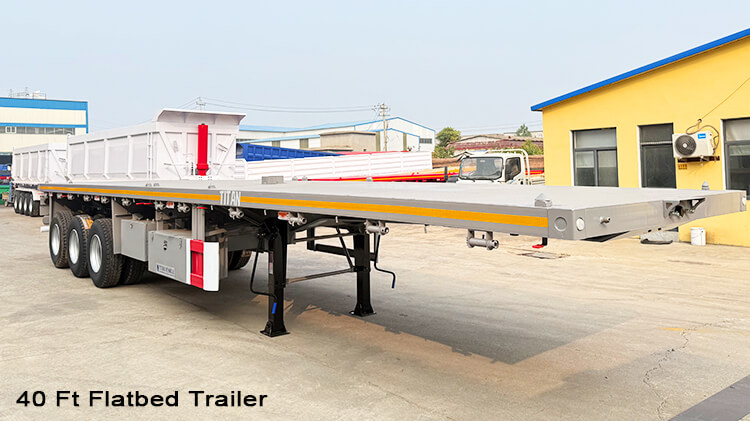 40 Foot 3 Axle Semi Flatbed Trailer Truck for Sale in Rwanda
