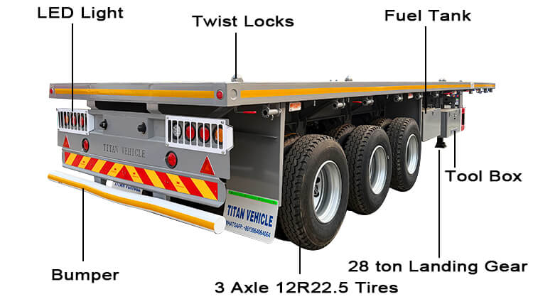 40 Foot 3 Axle Semi Flatbed Trailer Truck for Sale in Rwanda
