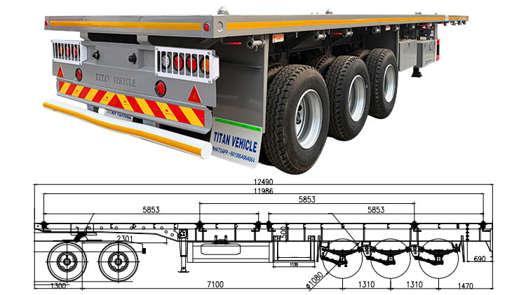 40 Foot 3 Axle Semi Flatbed Trailer Truck for Sale in Rwanda