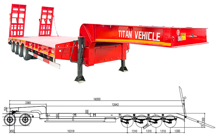 4 Axle 100 Ton Low Bed Loader Trailer for Sale in Burundi