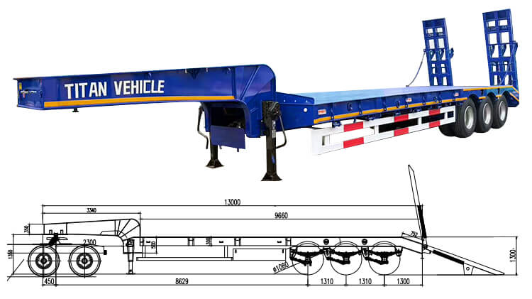 3 Axle 60 Ton Lowbed Trailer for Sale in Burundi